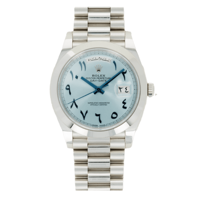 Rolex Day Date 40 Light Blue Arabic Replica