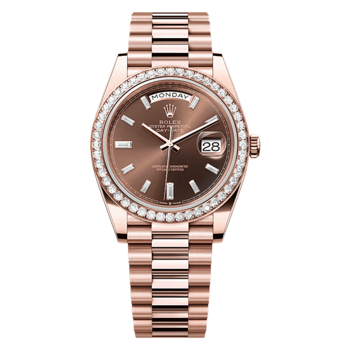 Rolex Day Date Rose Gold Diamond Bezel And Diamond Chocolate Dial Replica