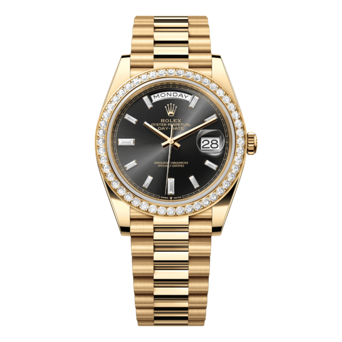 Rolex Day Date 40 Yellow Gold Diamond Bezel Replica