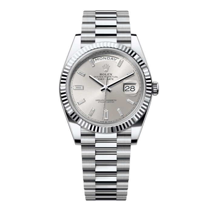 Rolex Day Date Silver Diamond Dial Replica