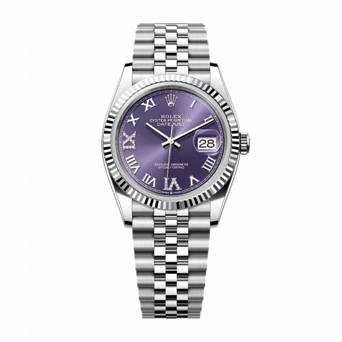 Rolex Datejust Purple Roman Dial Replica